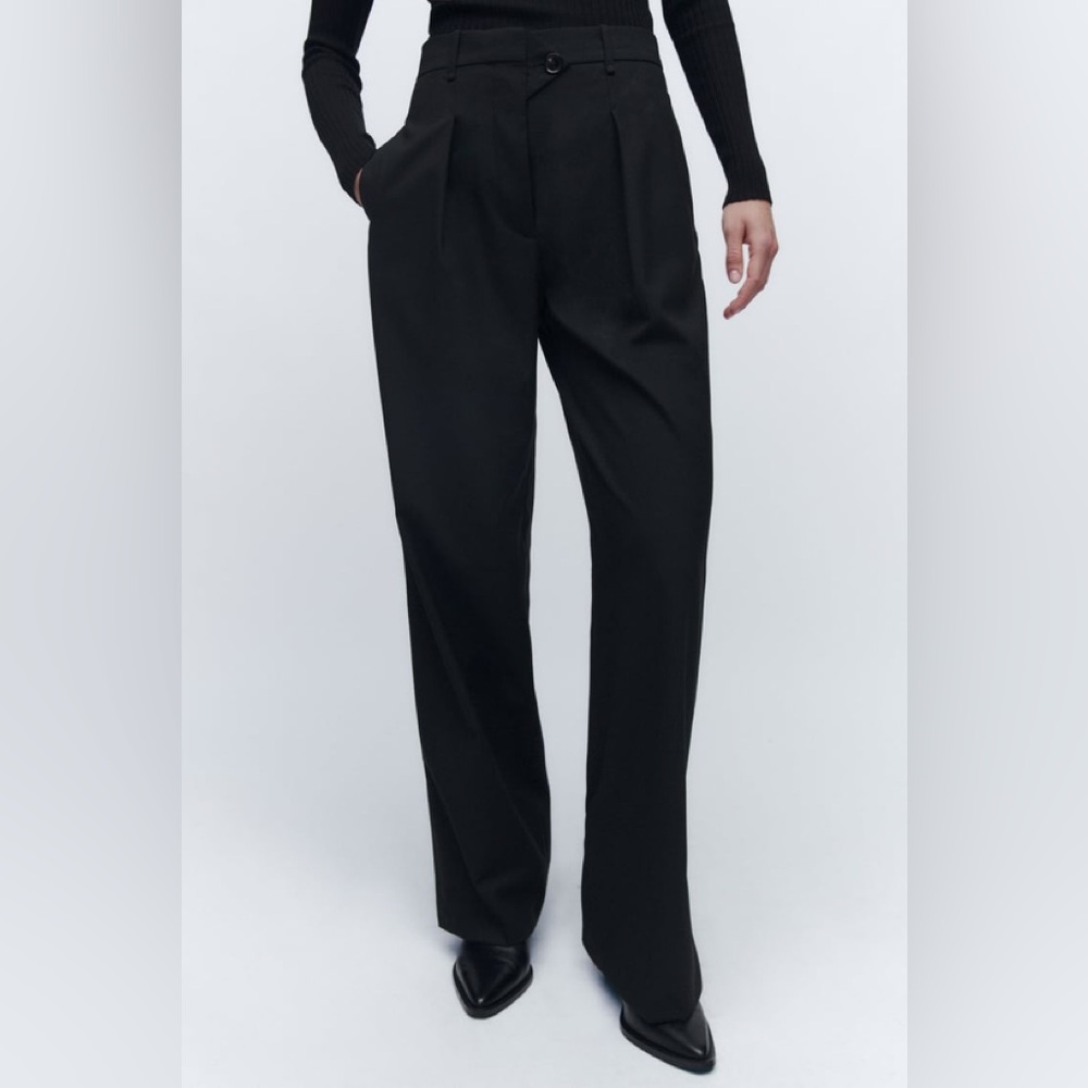 ZARA STRAIGHT CUT PANTS WITH SLITS